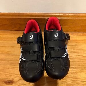 Black and Red Cycling Shoes with Secure Closure